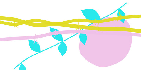 Naklejka premium Bright cyan and yellow branch vector with soft circles