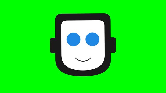 Minimalist robot face icon depicting automation process representing artificial intelligence and robotic assistant concept