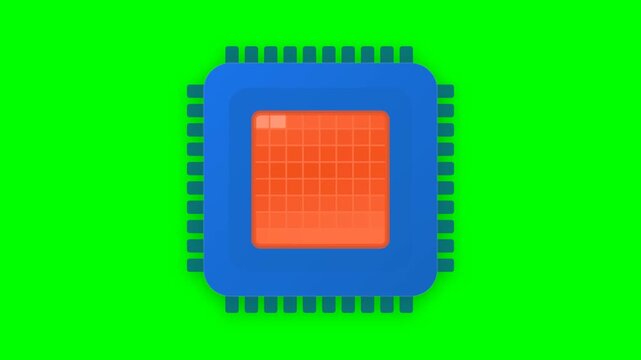 Minimalist microchip icon depicting processing power process representing artificial intelligence hardware and computing concept