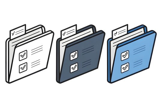 Three folder icons with checklist documents