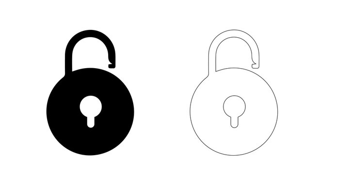 lock padlock icon collection with hole and key silhouettes in black and white