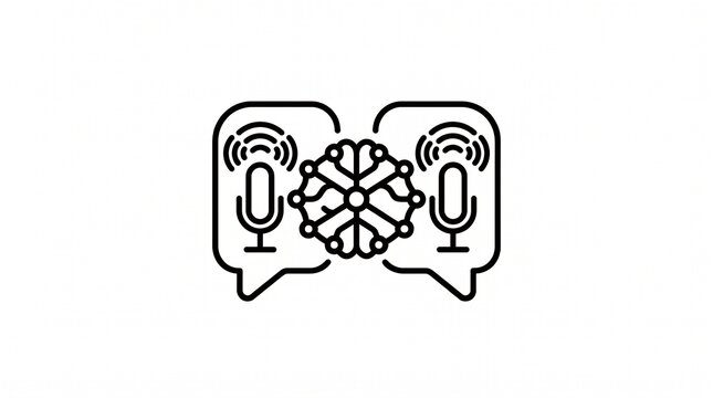 AI Voice Translation Icon &ndash; Speech Translator Outline Vector 