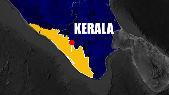 Kerala State Map Highlight Animation, Geographic Location, Smooth Border Outline, Regional Territory, Indian Geography, South India, Cartography, Travel, News, Documentary Visualization