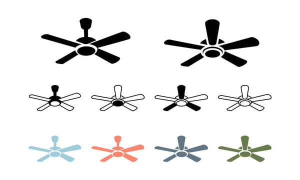 Ceiling fan ventilation appliance icon set with ventilation appliance conditioning collection