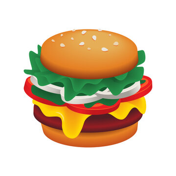 Retro style 3D like classic burger vector illustration isolated