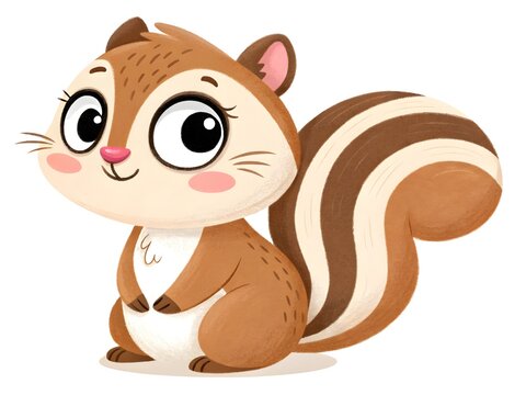 Cute cartoon chipmunk holding a heart