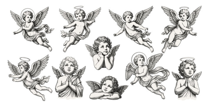Vintage Cupid Angels Vector Collection