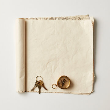 Folded Road Map And Car Keys Flatlay