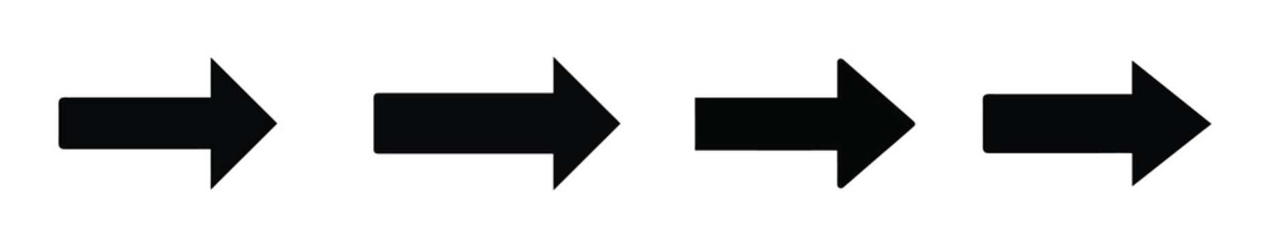 Transparent png of a simple black directional arrow icon pointing right showing movement next step progress in a minimalist design for navigation interface and process illustration overlay 