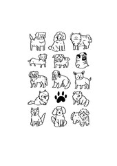 Fototapeta premium Minimalist Dog Breeds Line Drawing Collection Vector