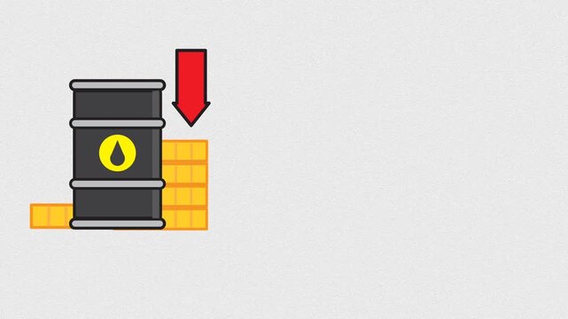 Oil Barrel with Down Arrow Animated Footage Icon