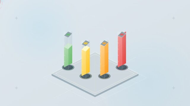 Animated Isometric Bar Graph Showing Financial Growth Data Comparison