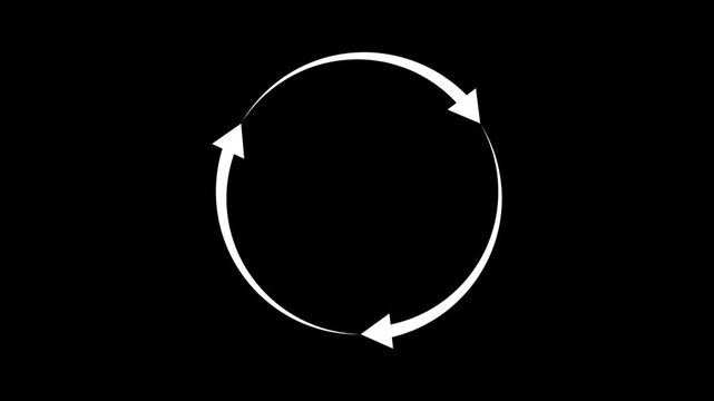 Three arrows forming a circular rotation symbol on a transparent background. Refresh arrow icon abstract arrow refresh and recycle icon loading bar animation