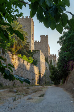 Medieval Town Moat in a historical site of Rhodes
