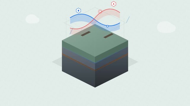 Isometric 3D Earth Layer Diagram Showing Environmental Data Analysis