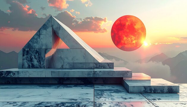 Business ethics and trust concept**, solid geometric shapes, calm professional look