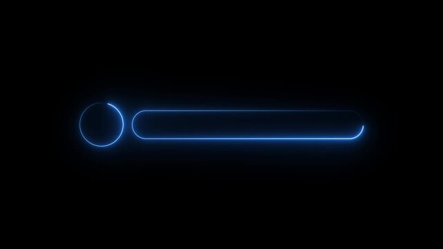 glowing neon Lower third title bar icon isolated on black background, name plate banner icon, text bar reveal, professional broadcast title strip. Suitable for content information and broadcasting.