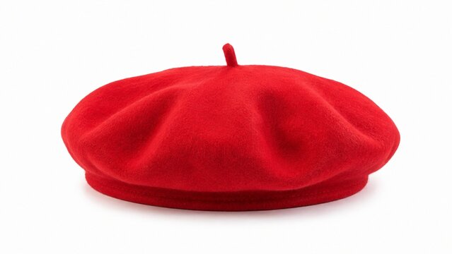 Classic Red Beret Isolated on White Background