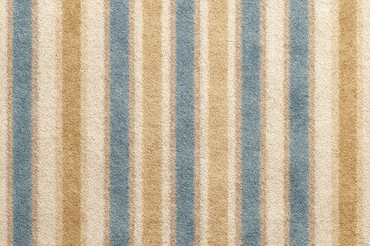 Striped carpet texture background with beige and blue vertical lines