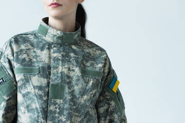 Obraz premium Strong spirit of freedom shines through in young Ukrainian soldier on Independence Day