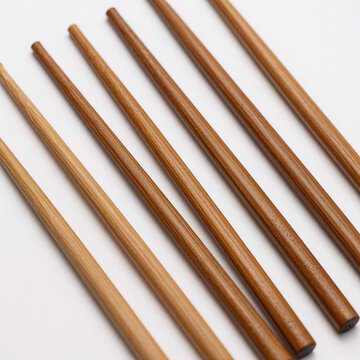 Anime Sushi Korean. Isolated Wooden Chopsticks For Sushi On A White Background, Asian Food Accessories
