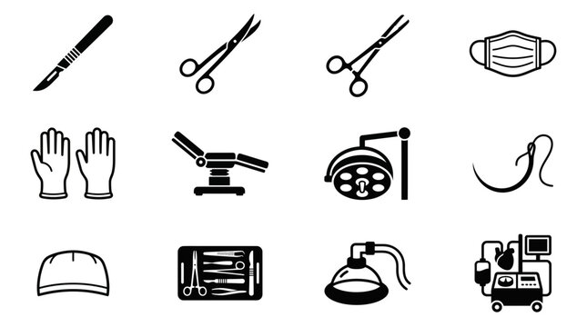 Set of Medical and Surgical Equipment Icons