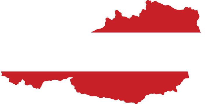Silhouette of austria map in national flag colors