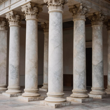 African Tribal Art Marble Arabic. Timeless Marble Columns Adorn The Scene