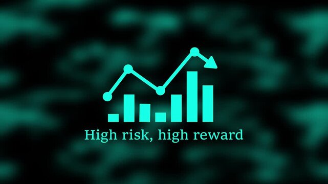 Risk reward financial concept with animated stock market graph and bar chart overlay finance investment