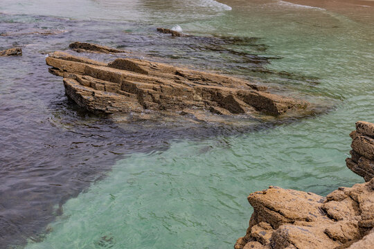 Detail of rocky formations at Catedrais Beach
