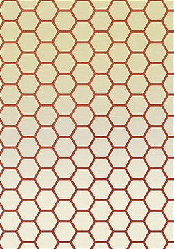 Patr&oacute;n de hex&aacute;gonos rojos sobre fondo beige