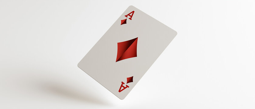 Ace of Diamonds Card: A single ace of diamonds playing card is dramatically presented in a clean, simple shot, emphasizing its iconic design and regal symbolism.