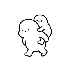 Fototapeta premium This illustration features two adorable characters, one giving a piggyback ride to the other, depicting friendship and playful companionship, evoking joy and warmth.
