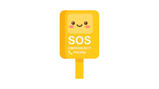 Cute yellow emergency sos phone illustration