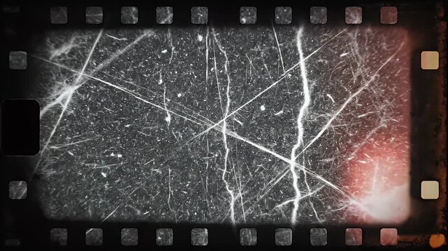 Vintage Film Reel with Scratches and Dust Overlay Effect.