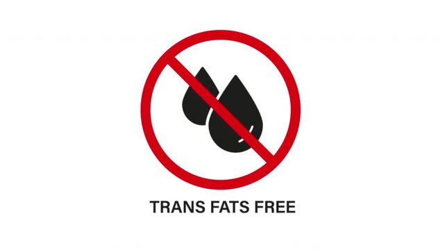 Trans Fats Free Solid Animated Icon With Alpha Channel. Healthy Eating, Nutrition Awareness, And Dietary Health Silhouette Motion Graphic. On Transparent Background