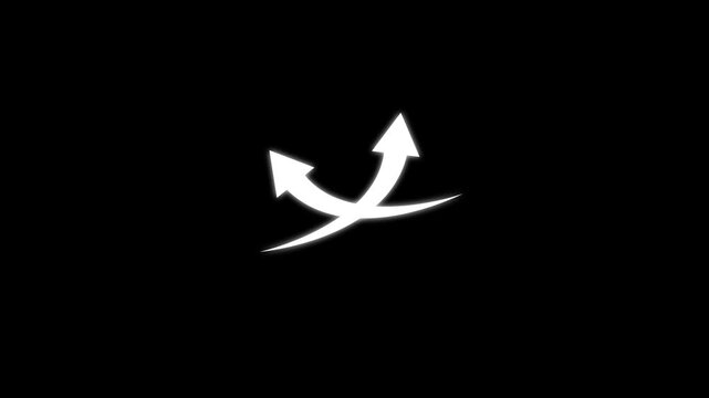 Minimalist white crossed arrows motion on black background