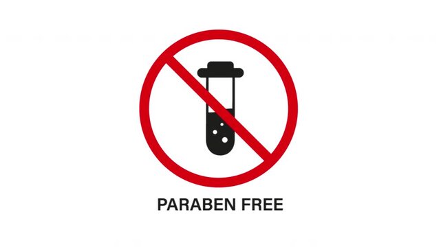 Paraben Free Test Tube Solid Animated Icon With Alpha Channel. Chemical-Free, Safe Cosmetic Product Silhouette Motion Graphic. Health-Conscious Skincare. On Transparent Background
