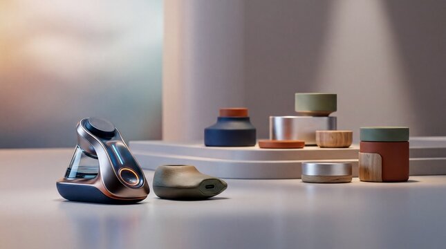 prototype development, sleek, innovative product prototypes displayed with vibrant colors and sharp detail