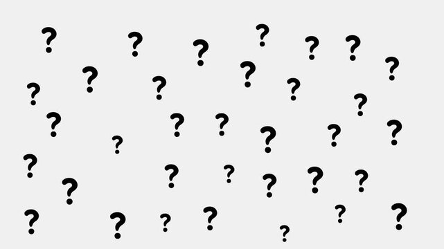 Floating question marks background, animation, conceptual uncertainty motion