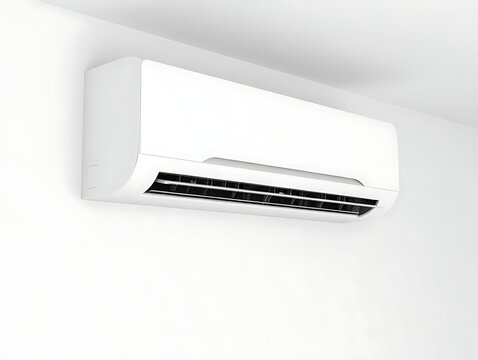 Modern Wall Mounted Air Conditioner Unit Attached To Ceiling