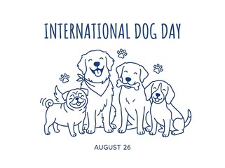 Fototapeta premium Group of diverse dog breeds for international dog day
