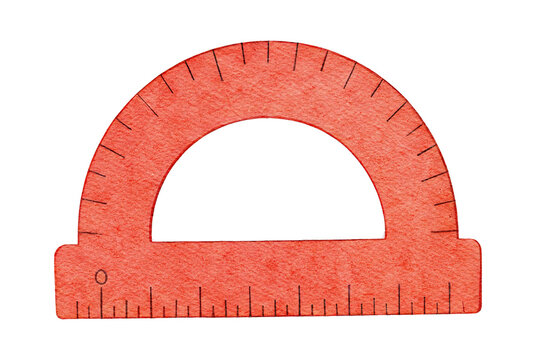 School Geometry Protractor Watercolor Illustration Isolated Transparent PNG For Mathematics Education Learning Measurement