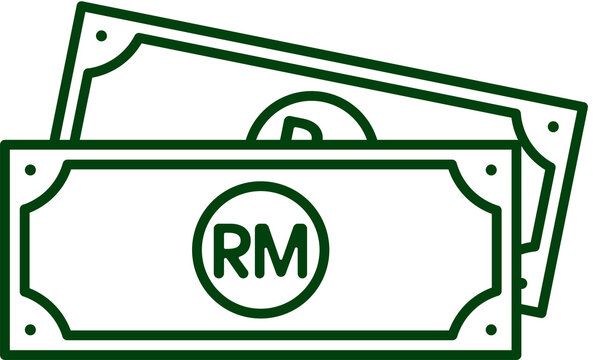 Malaysian Ringgit Banknote Bill Outline Icon