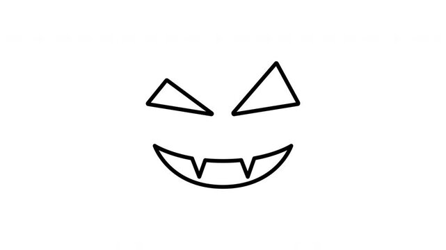 Jack-O-Lantern Face Animated Icon With Alpha Channel. Halloween Pumpkin Expression, Spooky And Festive Decoration Motion Graphic. Holiday Celebration. On Transparent Background