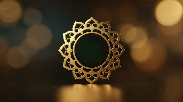 Ornamental geometric mandala emblem isolated