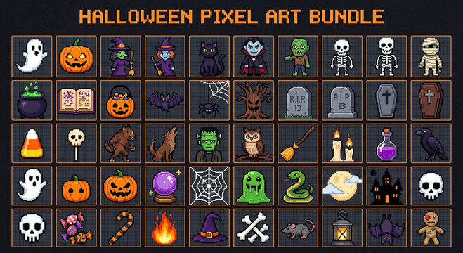 Halloween Pixel Art Bundle
