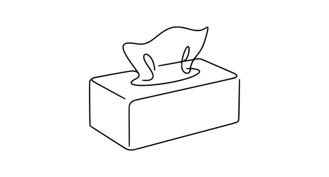Continuous One Line Tissue Box Icon Minimal Vector Illustration Design