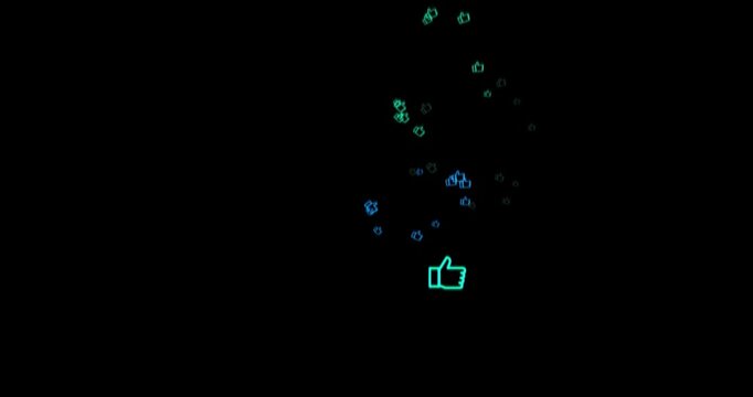 Live streaming animated hearts like emoji stream reactions social media thumb icon flying animation footage transparent background