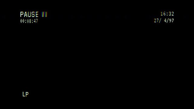 4k Vintage Pausing VHS artifacts effect overlay, Glitches error from an old tape. No signal tv glitch effect. 4k Video alpha channel